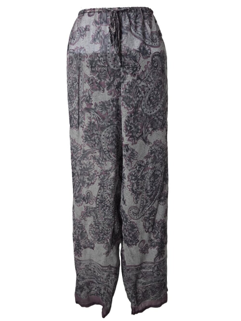 Y2K Victoria Secret Silk Pants S Lounge Pajama Swim Coverup Gray Purple Paisley